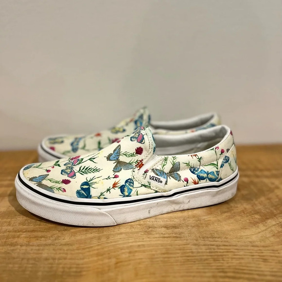 Vans white floral butterfly sneakers Womens 7.5 - Picture 3 of 8